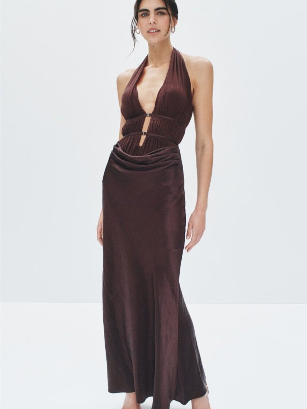Misha Celine Satin Maxi Dress Size S